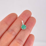 Pendant Flower Six Petals Emeralds 31pts 0.8g / 1/2 in Silver 925
