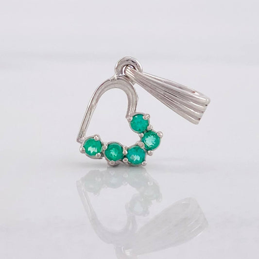 Heart Silhouette Pendant Emeralds 10pts 0.6g / 3/4 in Silver 925