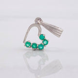 Dije Corazón Silueta Esmeraldas 10pts 0.6g / 3/4 in Plata 925