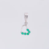 Dije Corazón Silueta Esmeraldas 10pts 0.6g / 3/4 in Plata 925