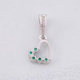 Dije Corazón Silueta Esmeraldas 10pts 0.6g / 3/4 in Plata 925
