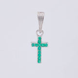 Pendant Cross Dense Emeralds 19pts 0.75g / 3/4 in Silver 925