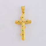 Dije Cruz Tronco Puntas Planas Esmeraldas 1,35 Qts 1.9 g / 1 1/4 in Oro Amarillo 18K