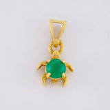 Dije Tortuga 25pts Esmeraldas 0.9gr / 1/2 in / Oro Amarillo 18K *