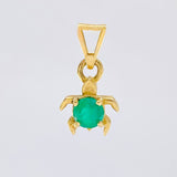 Dije Tortuga 25pts Esmeraldas 0.9gr / 1/2 in / Oro Amarillo 18K *