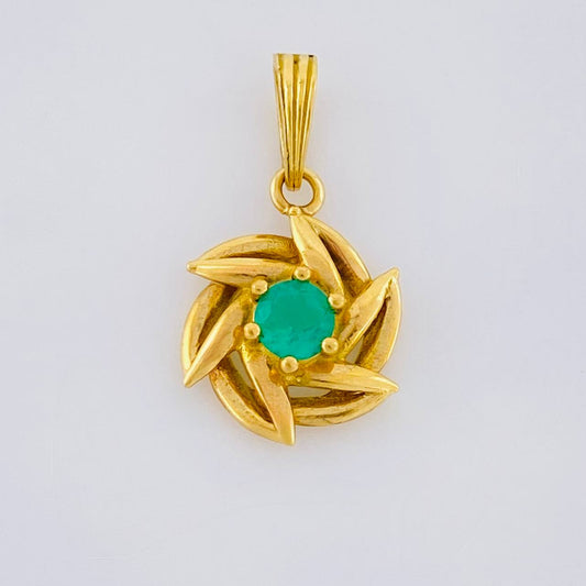 Dije Helice 2gr / 2.1cm / Esmeralda 30pts Oro Amarillo (Joya) *