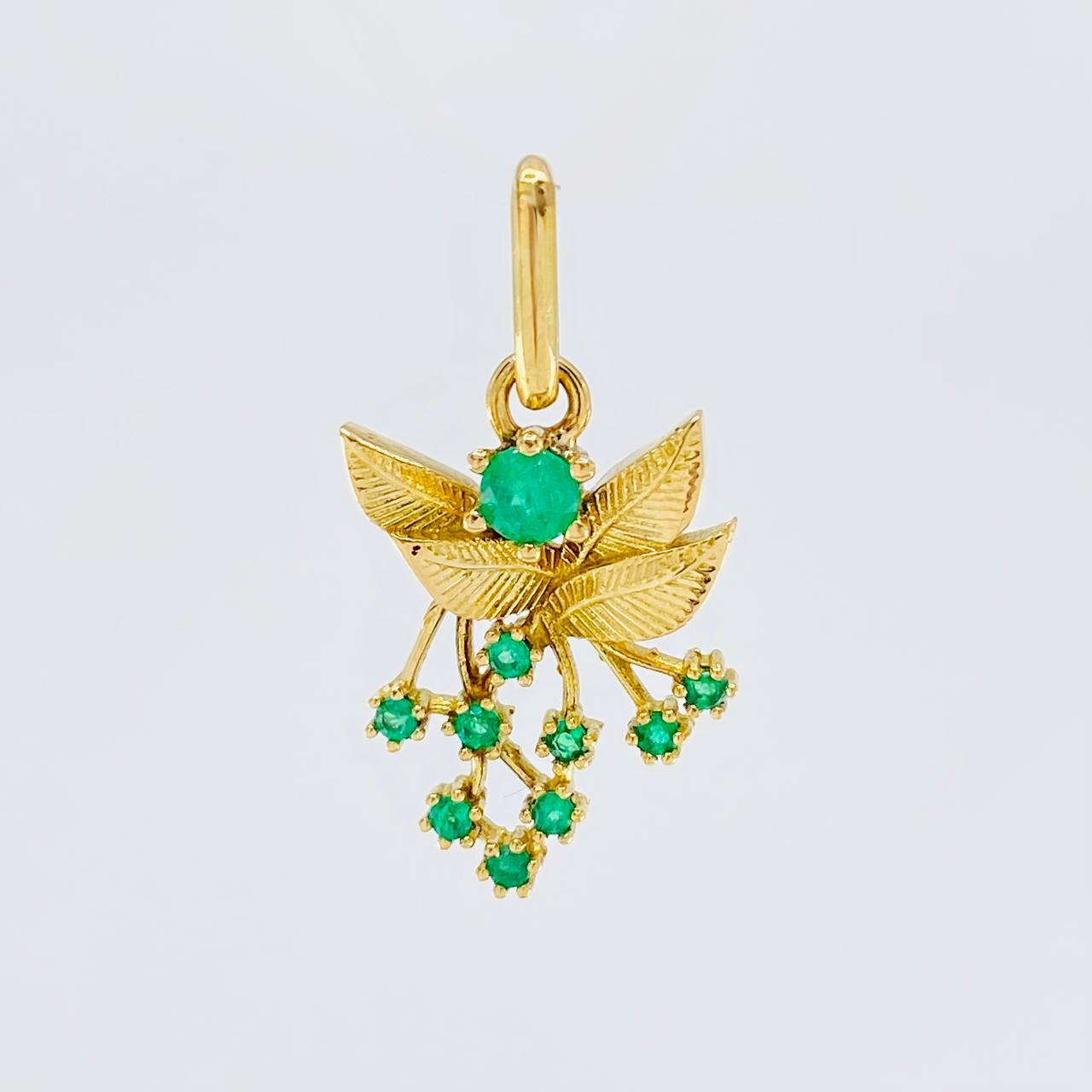 Pendant Bouquet Leaves 2.25gr / 2.5cm / Emeralds 32pts Yellow Gold (Jewel) *