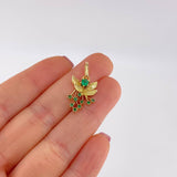Pendant Bouquet Leaves 2.25gr / 2.5cm / Emeralds 32pts Yellow Gold (Jewel) *