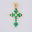 Dije Cruz Florencial 45pts Esmeraldas 8pts Diamantes 2gr / 1 1/4 in / Oro Amarillo 18K *