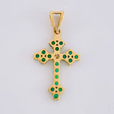 Dije Cruz Florencial 45pts Esmeraldas 8pts Diamantes 2gr / 1 1/4 in / Oro Amarillo 18K *