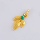 Pendant Triple Sheet 1.7gr / 2.3cm / Emerald 9pts Yellow Gold (Jewel) *