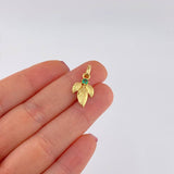 Pendant Triple Sheet 1.7gr / 2.3cm / Emerald 9pts Yellow Gold (Jewel) *