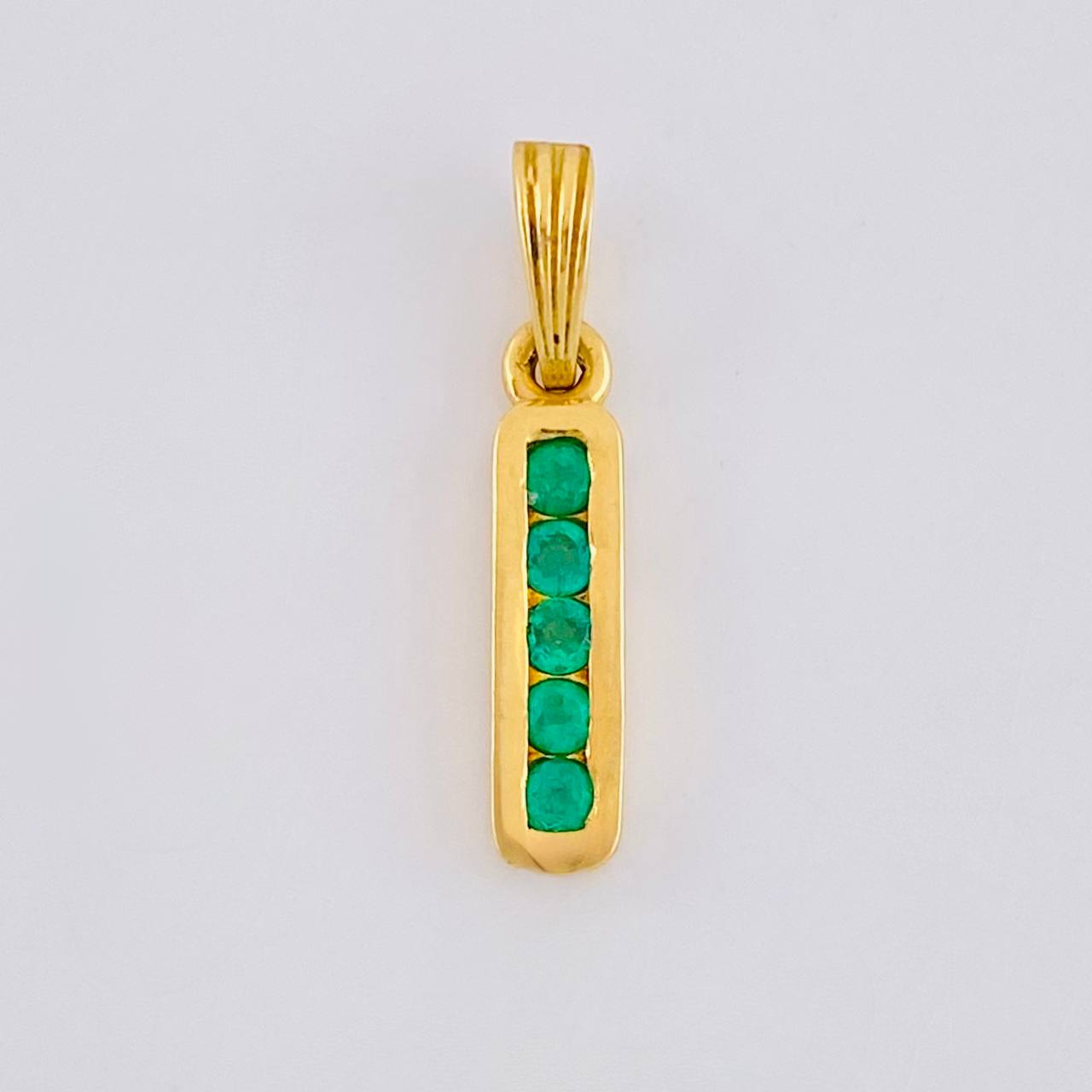 Pendant Straight Rail 1.35gr / 2.1cm / Emeralds 19pts 18K Yellow Gold (Jewel) *