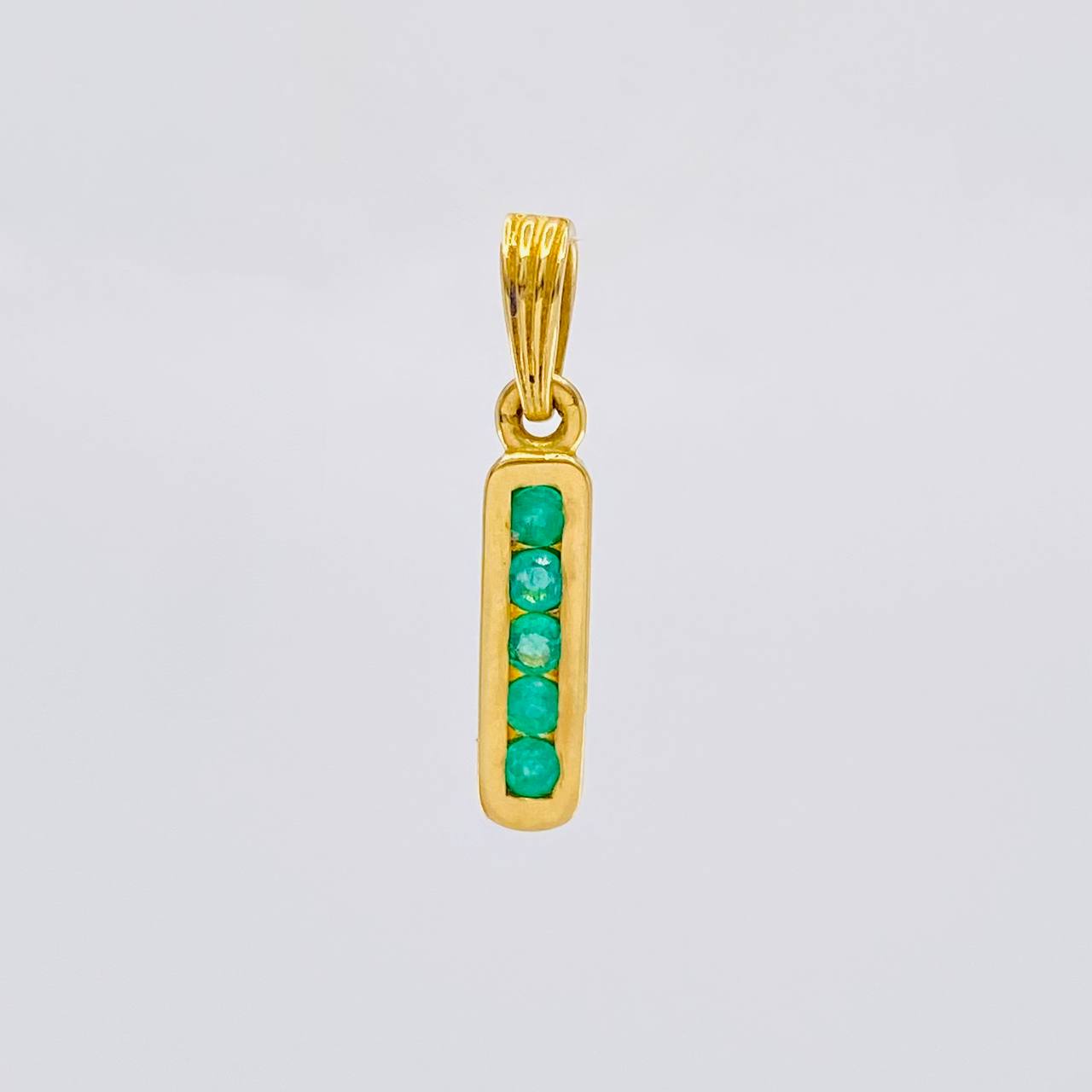 Pendant Straight Rail 1.35gr / 2.1cm / Emeralds 19pts 18K Yellow Gold (Jewel) *