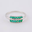 Anillo Rama Linea Doble 2.5gr / T7 1/2 / Esmeraldas 37pts Oro Blanco 18K (Joya) *