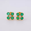 Stud Earrings Clover Four Petals Emerald 80pts Diamonds 20pts 2.05gr / 6mm 18K Yellow Gold *