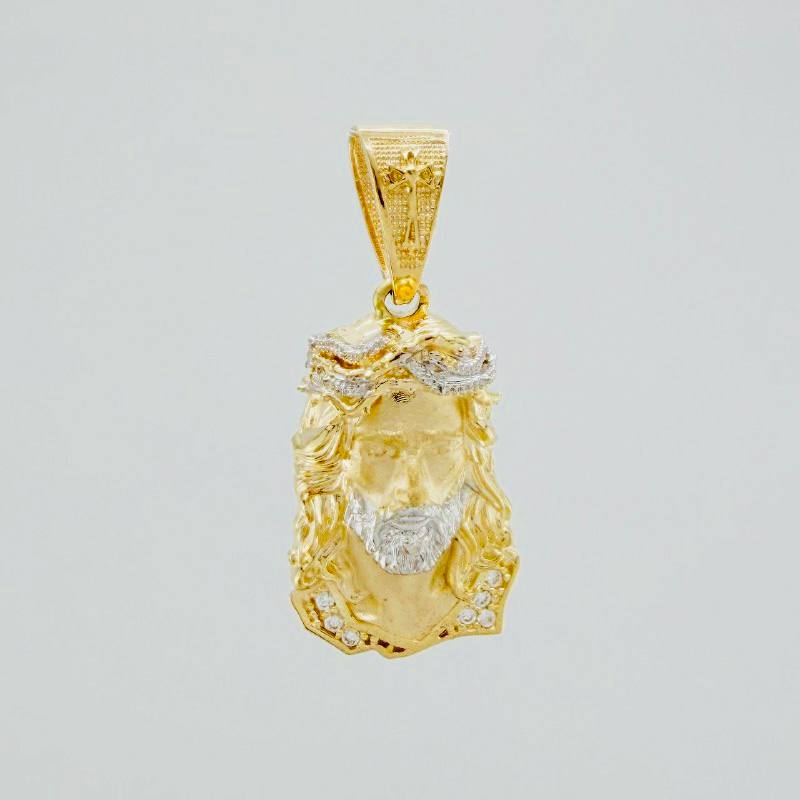 Dije Rostro cristo 3.5g / 1 1/4 in Dos Oros Amarillo Blanco 18K