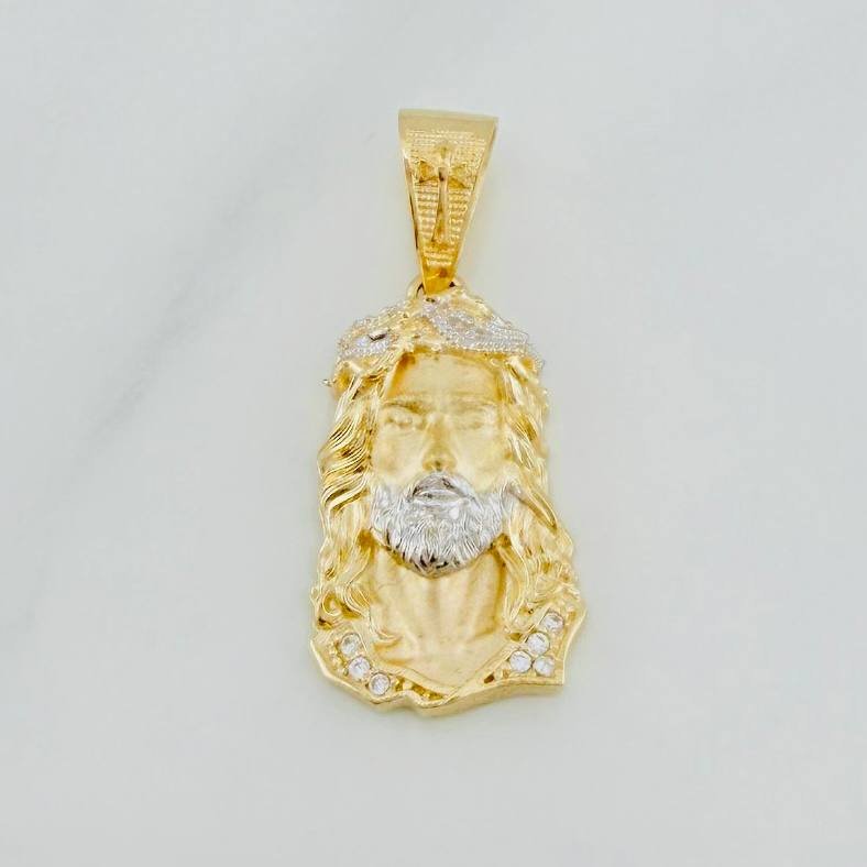 Dije Rostro cristo 3.5g / 1 1/4 in Dos Oros Amarillo Blanco 18K