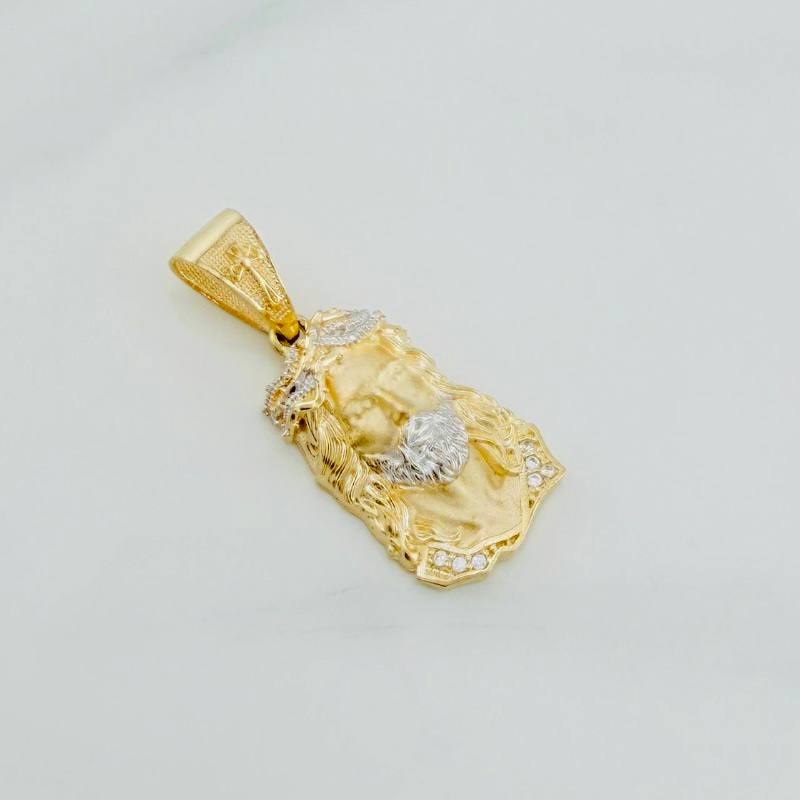 Dije Rostro cristo 3.5g / 1 1/4 in Dos Oros Amarillo Blanco 18K
