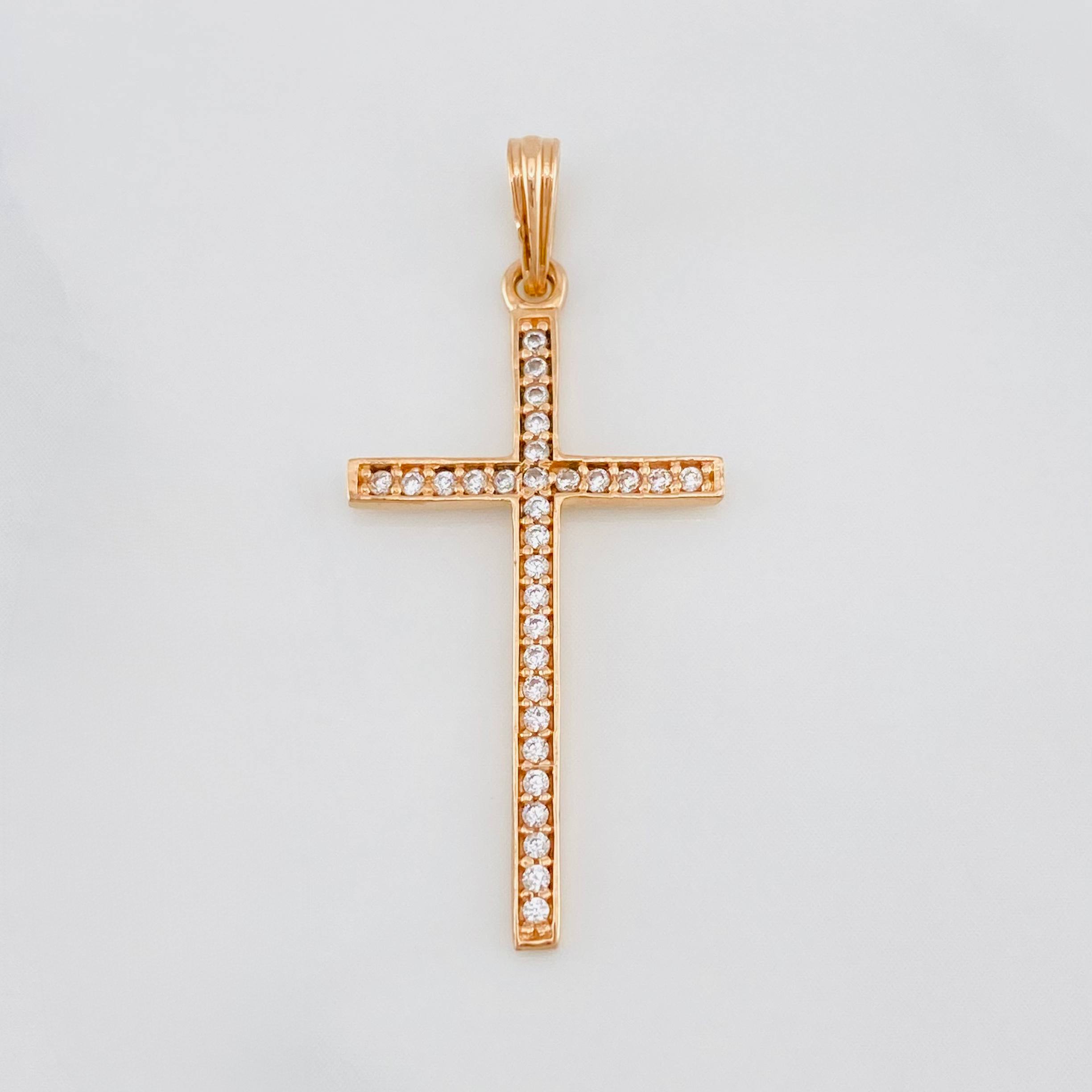 Dije Cruz 0.95g / 1 1/4 in Oro Rosa 18K