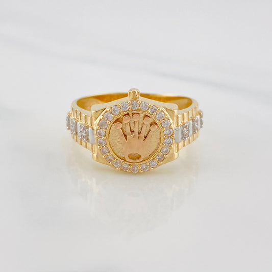 Anillo Corona 5.3g / T8 1/2 Tres Oros 18K