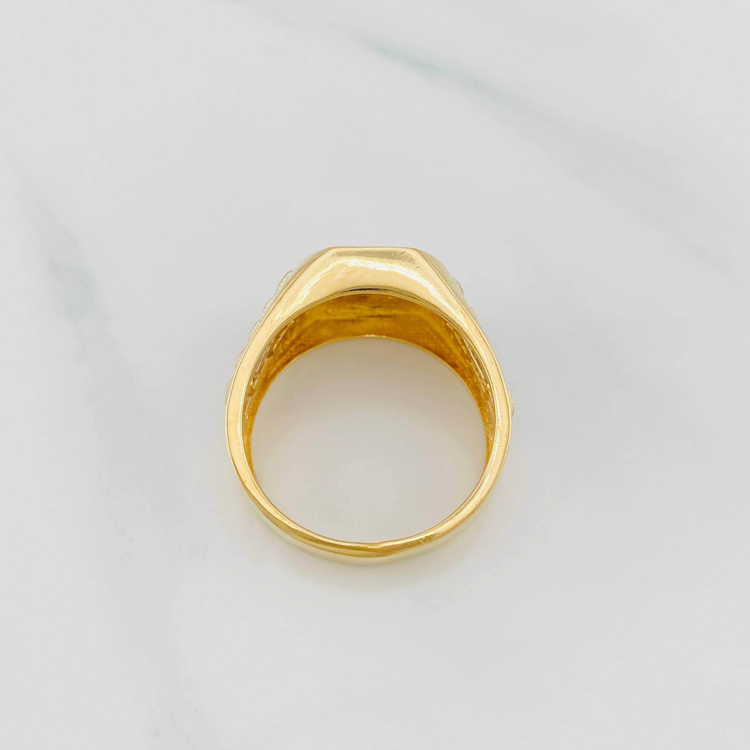 Anillo Corona 7.35g / T9 1/2 Tres Oros 18K