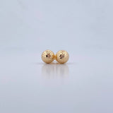 Stud Earrings Bead 1.3gr / 8mm Diamond Cut 18K Yellow Gold &