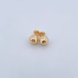 Stud Earrings Bead 1.3gr / 8mm Diamond Cut 18K Yellow Gold &