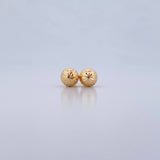 Stud Earrings Bead 1.1gr / 7mm Diamond Cut 18K Yellow Gold &
