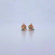 Stud Earrings Christmas Tree 0.8gr / Fuchsia Green Blue Zircons 18K Yellow Gold &