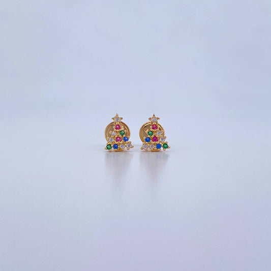 Topos Arbol Navideño 0.75gr / Circones Fuscias Verdes Azules Blancos Oro Amarillo 18K &