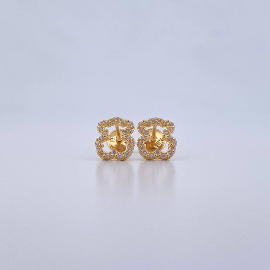 Topos Silueta Oso Ts 1.2gr / Circones Blancos Oro Amarillo 18K &