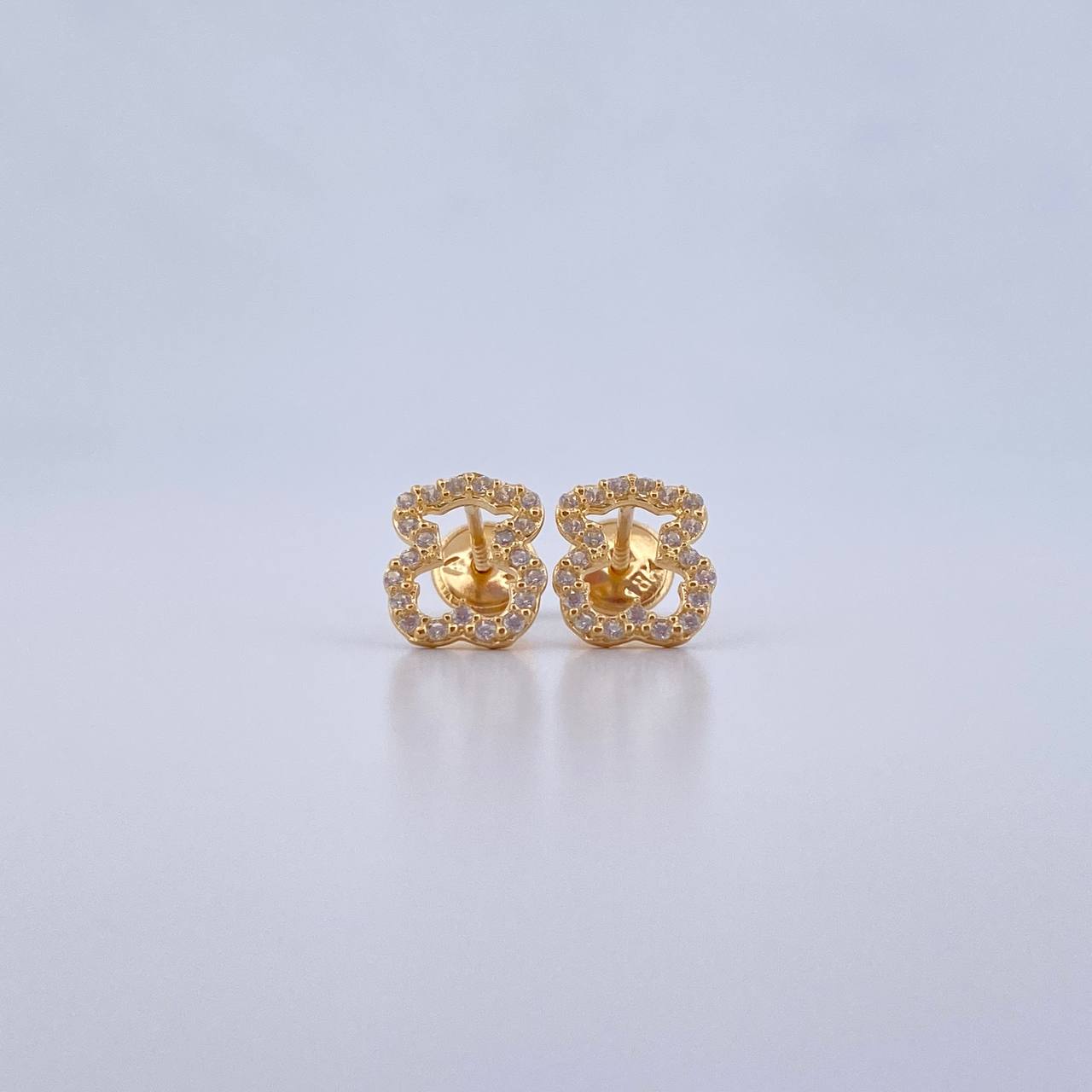 Topos Silueta Oso Ts 1.1gr / Circones Blancos Oro Amarillo 18K &