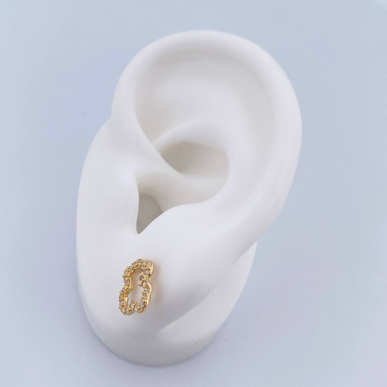 Topos Silueta Oso Ts 1.2gr / Circones Blancos Oro Amarillo 18K &