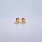 Stud Earrings Bead Polished Crown 0.8gr / 3mm / White Zircons 18K Yellow Gold &
