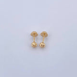 Stud Earrings Bead 0.75gr / Diamond Cut 18K Yellow Gold &