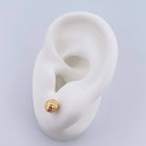 Stud Earrings Bead 0.85gr / 6mm Diamond Cut 18K Yellow Gold &