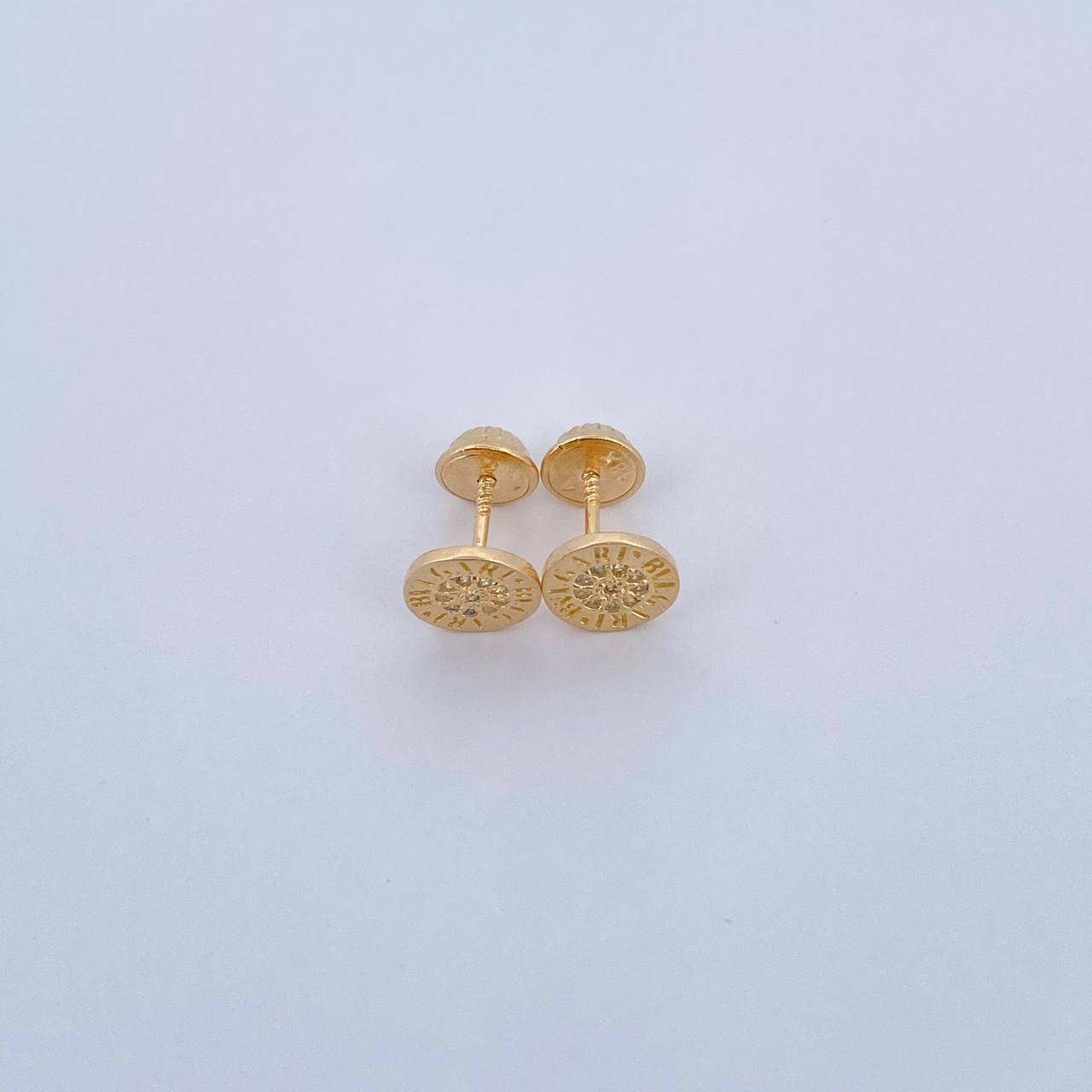 Stud Earrings BV 1.25gr / White Zircons 18K Yellow Gold &