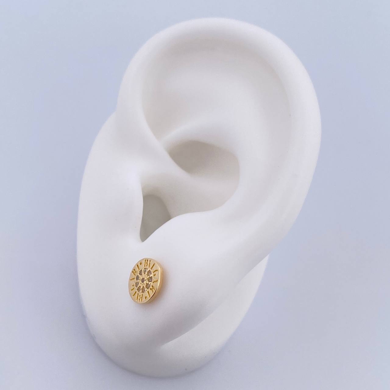 Stud Earrings BV 1.25gr / White Zircons 18K Yellow Gold &