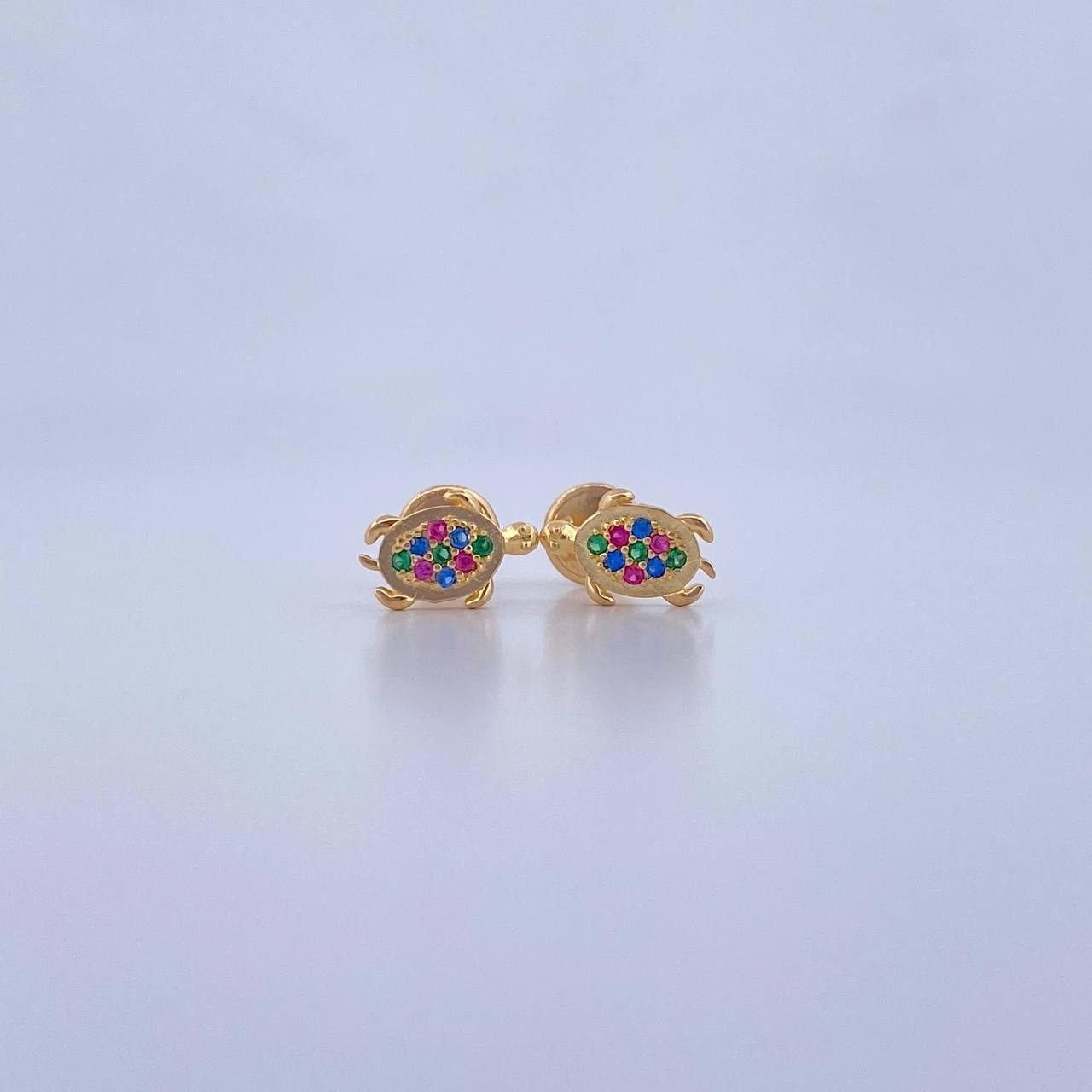 Topos Tortuga 1.05gr / Circones Fucsias Verdes Azules Oro Amarillo 18K &