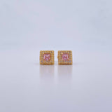 Topos Halo Cuadrado 1.4gr / Circones Rosado Blancos Oro Amarillo 18K &