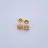 Topos Halo Cuadrado 1.4gr / Circones Rosado Blancos Oro Amarillo 18K &