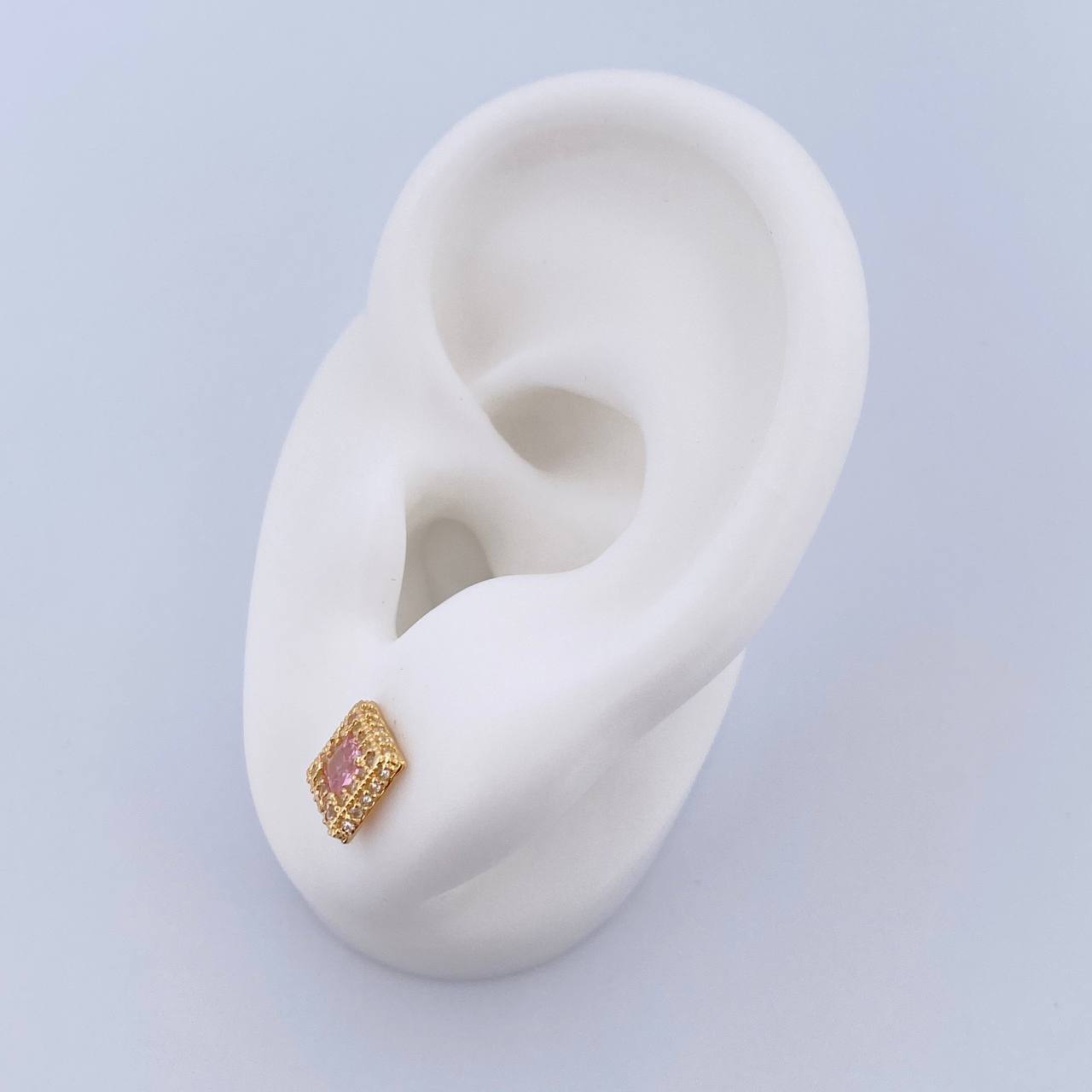 Topos Halo Cuadrado 1.4gr / Circones Rosado Blancos Oro Amarillo 18K &