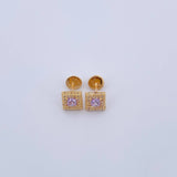 Topos Halo Cuadrado 1.45gr / Circones Lila Blancos Oro Amarillo 18K &