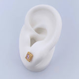 Topos Halo Cuadrado 1.45gr / Circones Lila Blancos Oro Amarillo 18K &