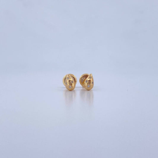 Topos Gota Puntos 0.9gr / Circones Blancos Oro Amarillo 18K &