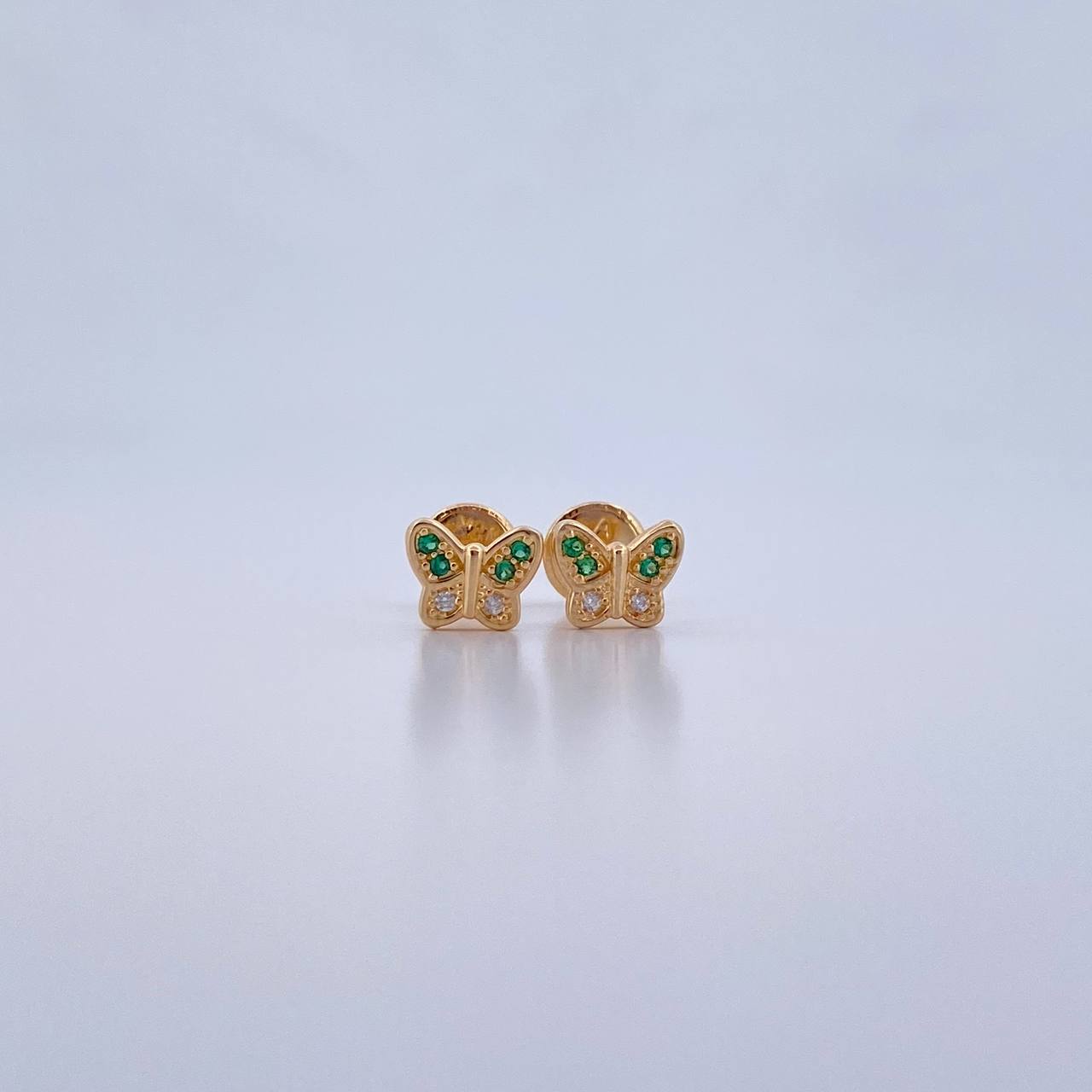 Topos Mariposa 1gr / Circones Verdes Blancos Oro Amarillo 18K &