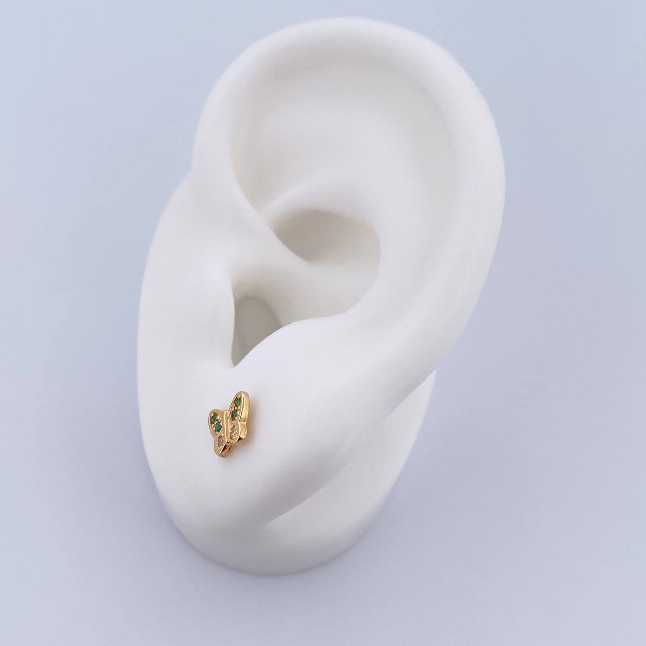 Topos Mariposa 1gr / Circones Verdes Blancos Oro Amarillo 18K &