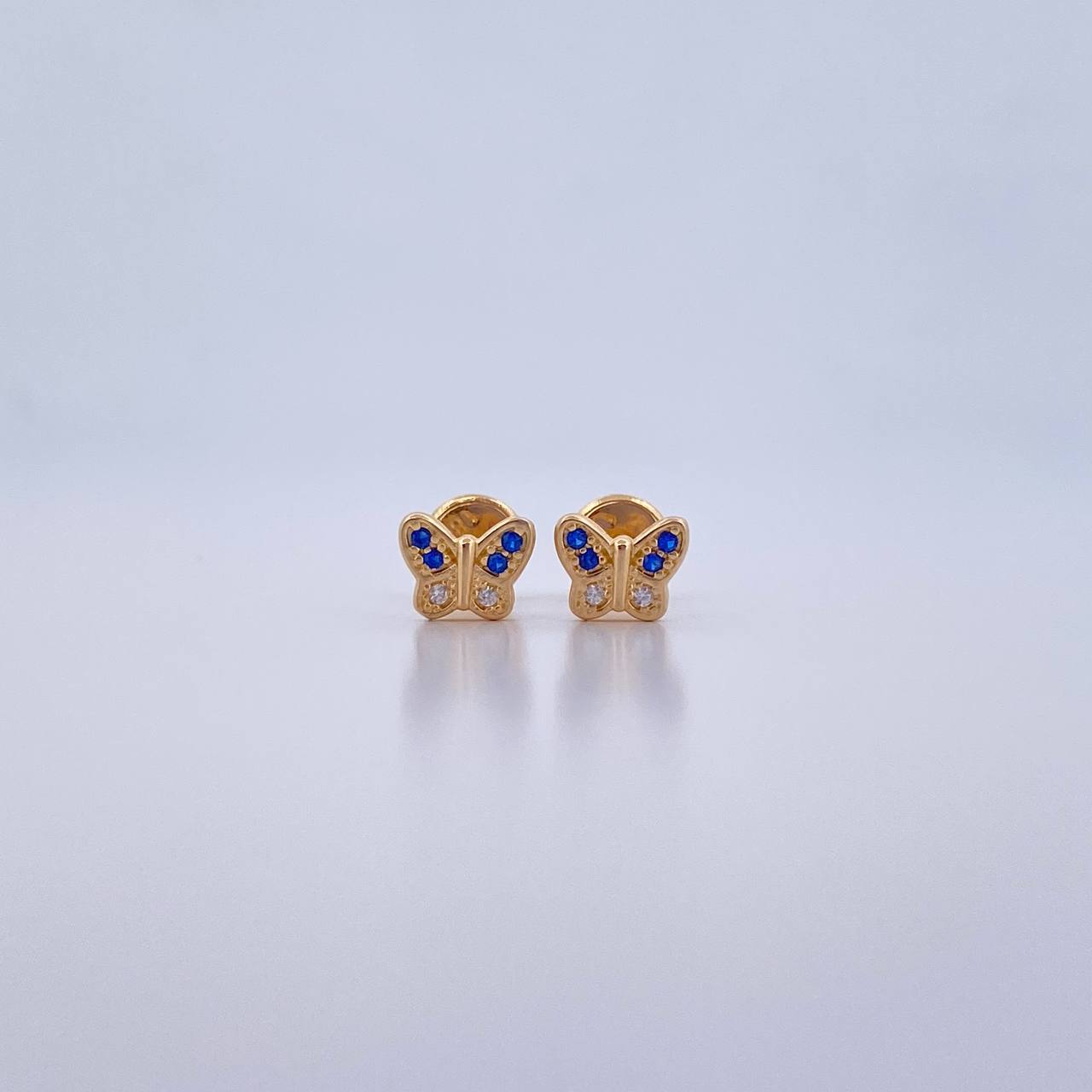 Topos Mariposa 1gr / Circones Azules Blancos Oro Amarillo 18K &