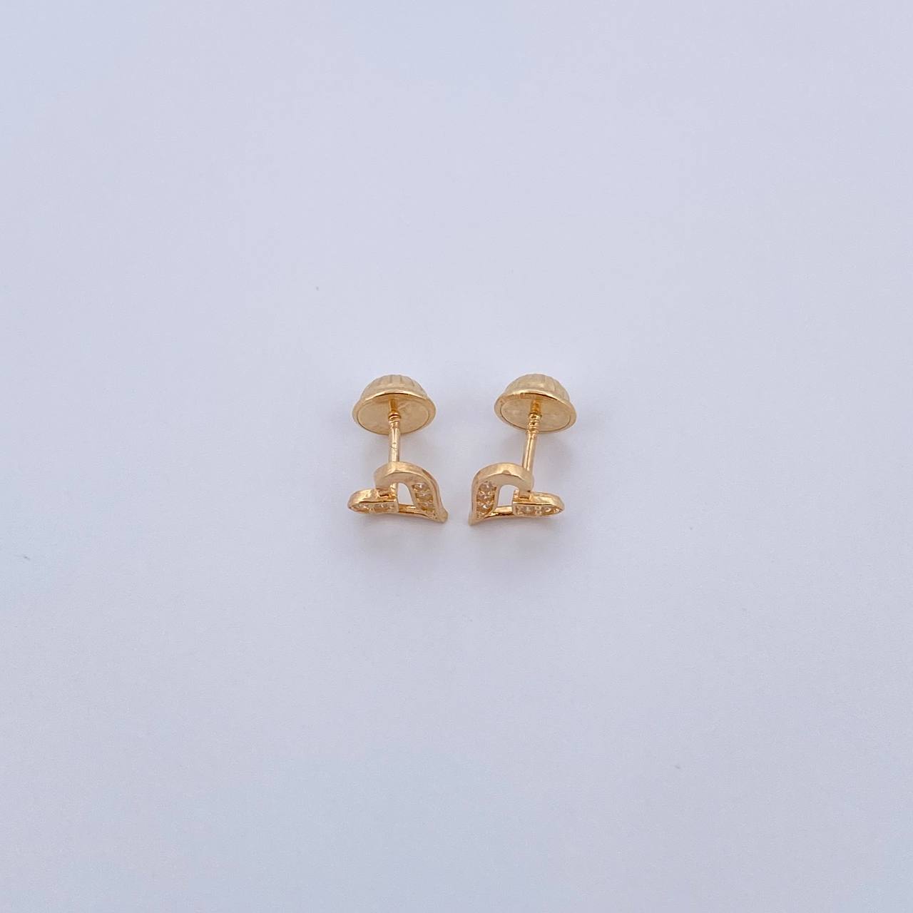 Topos Silueta Corazon 0.85gr / Circones Blancos Oro Amarillo 18K &